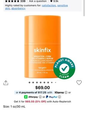 Skinfix Brighten + Firm 15% Vitamin C Serum — Orange